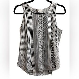 Van Heusen Medium Black/White Blouse with Mandarin Collar